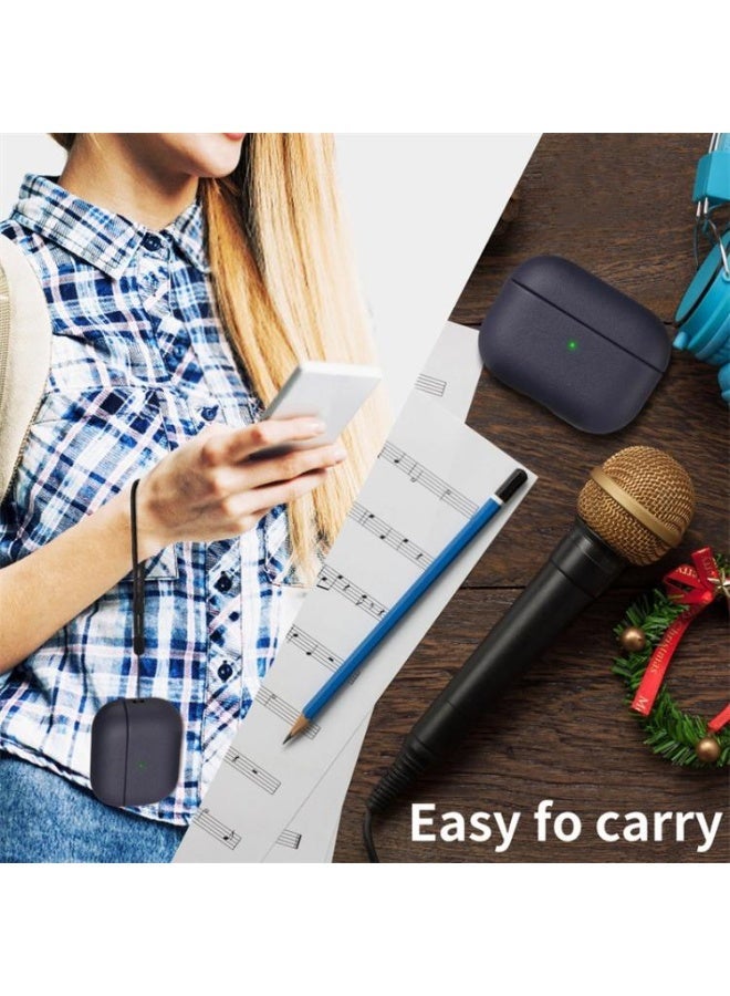 جراب AirPods Pro 3، غطاء من الجلد الملمس متوافق مع AirPods Pro الجيل الثالث (2025)، جراب حماية كامل ضد السقوط مع حبل تعليق، يدعم الشحن اللاسلكي، مؤشر LED أمامي مرئي (أزرق). - Image 3